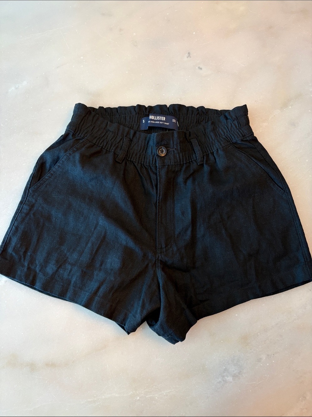 Hollister Black High-Waist linen blend Shorts